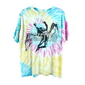 Led Zeppelin Spiral Pastel Boho Tie Dye Graphic Tee T-shirt